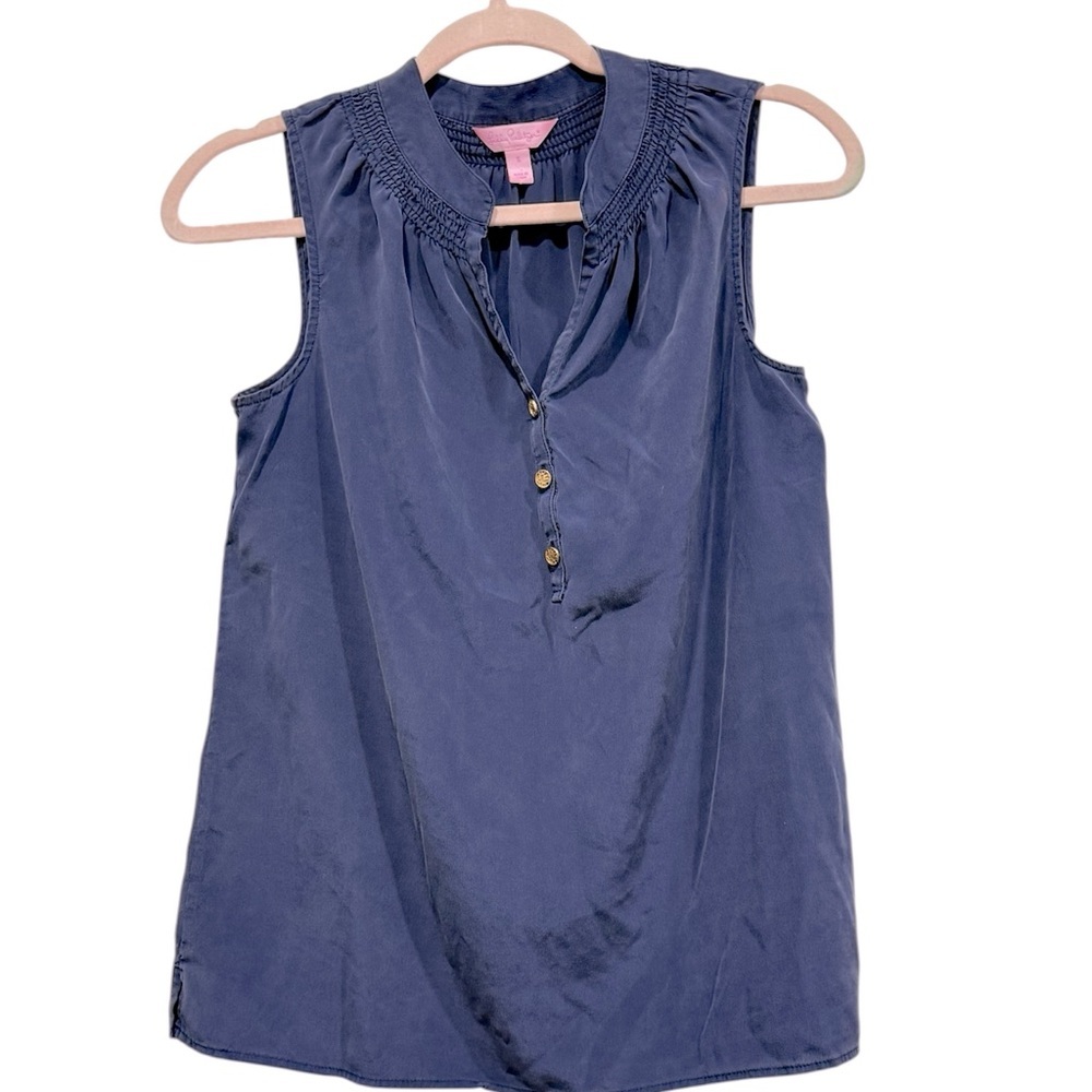 Lilly Pulitzer 100% silk blue Sleeveless Women's Top size S (3x$15)